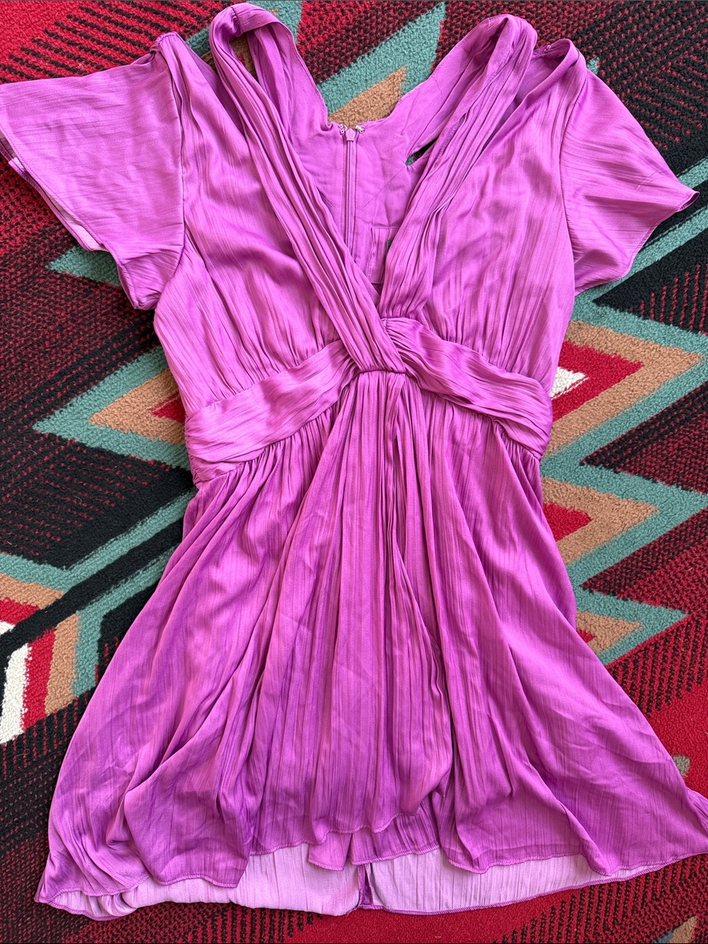 Anthropologie Fuchsia Twist-Front Short Dress